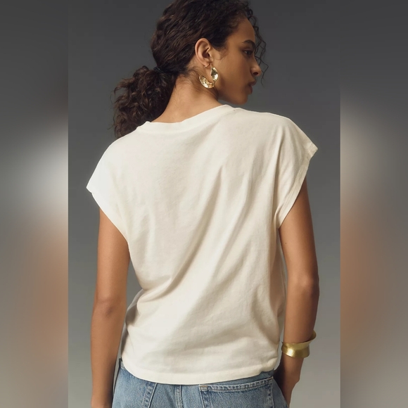 Anthropologie Cream Floral Love Graphic Muscle Tee - Picture 2 of 10